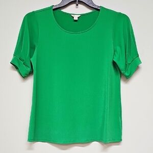 CATO Green Women's Top, Short Sleeve, Scoop Neck, Jersey Knit. XS